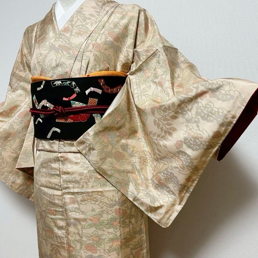 ひ*こ様 未使用　新品　美品　袷　大島紬　白紬　小紋　フルセット　身丈155.5