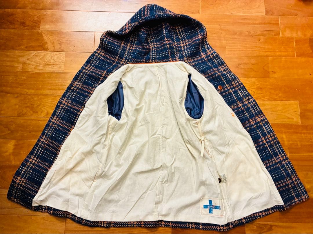 高級　VM　ヴーム　ダブルブレスト フード付き コート　パーカー　レザー　S