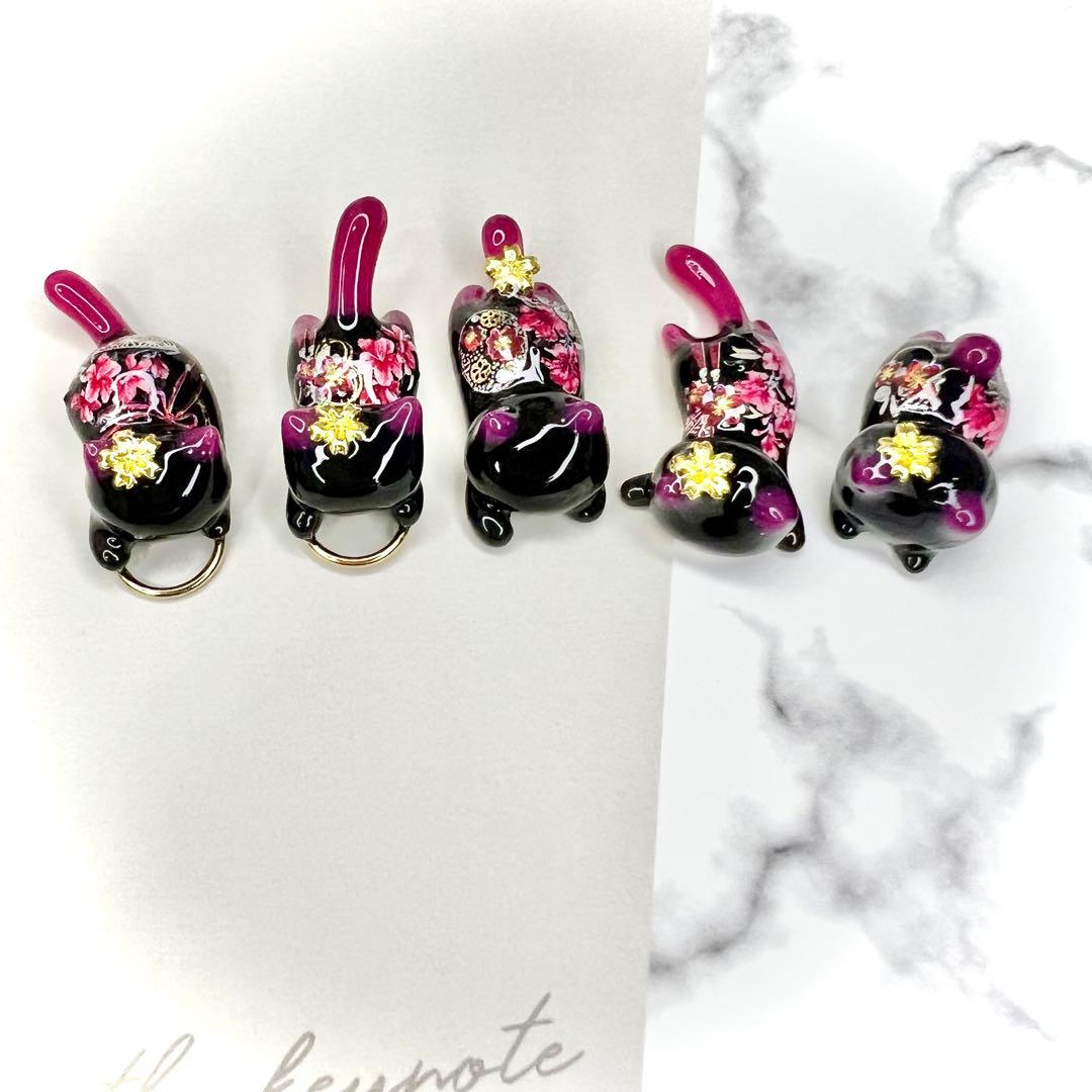 リクエスト専用　紫の花束　猫　5個セット