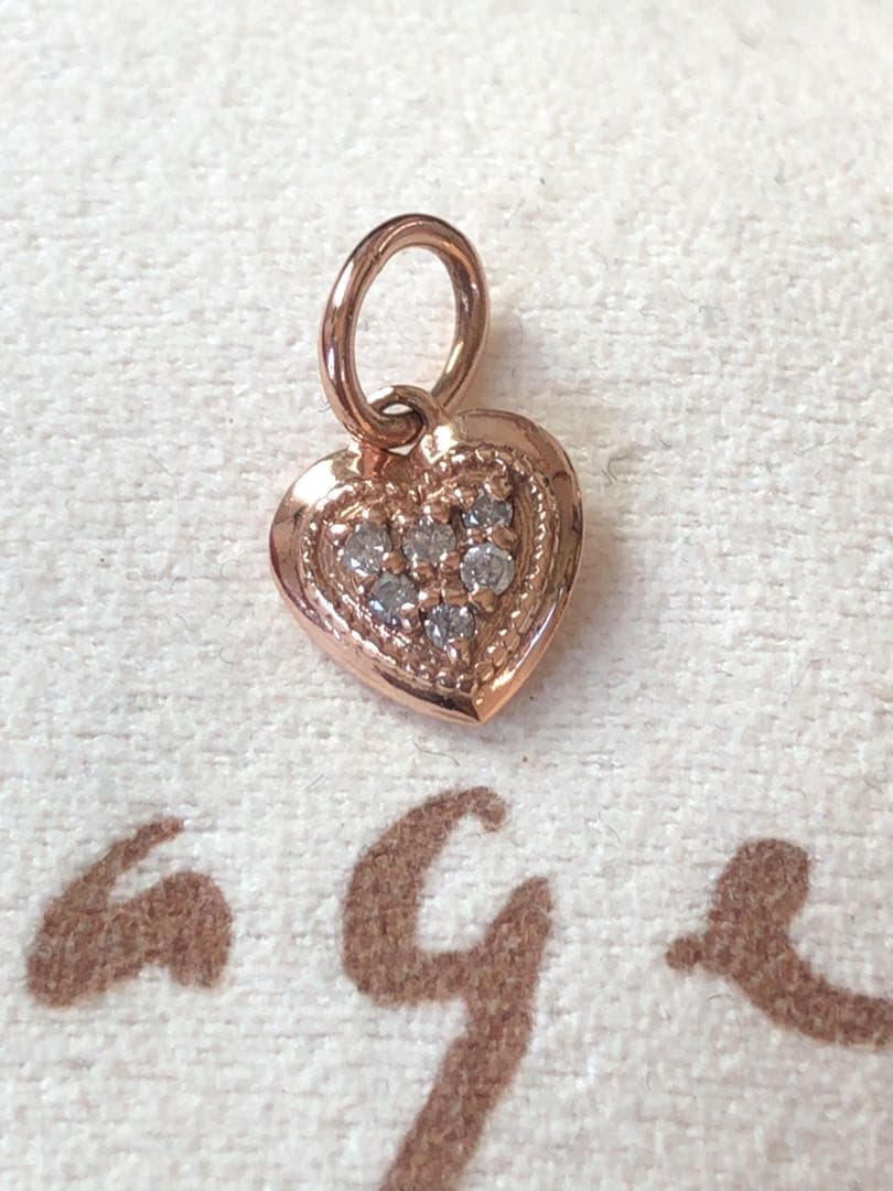 美品❤️ アガット　K10 ゴールド パヴェダイヤモンド ハート型チャーム