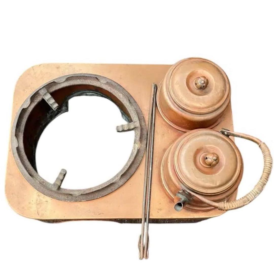 欅調 木製 長火鉢 銅板張り 引き出し付 囲炉裏火鉢 古民具