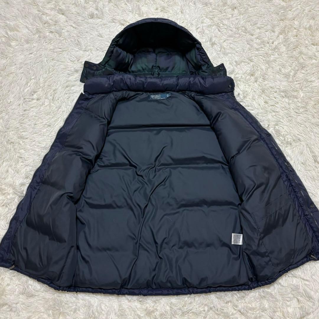 【ポロバイラルフローレン】ダウンベスト　2way ポニー刺繍　ネイビー L