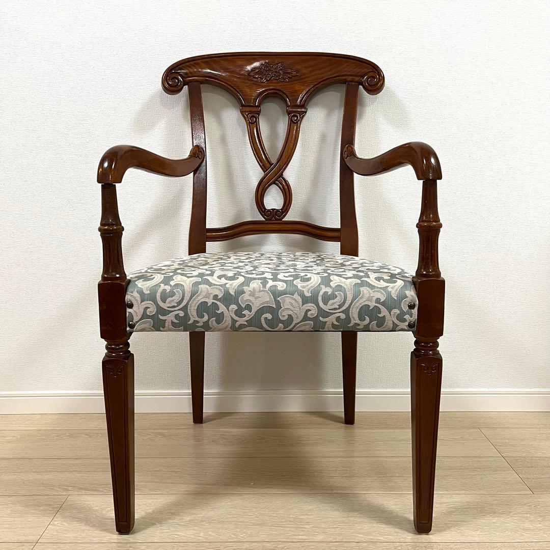 (け92)ブリティッシュデザイン アンティークアームチェア ダイニングチェア