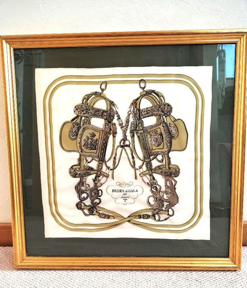 【もっちゃん】HERMES スカーフ ブリッドドゥガラ　額装　インテリア