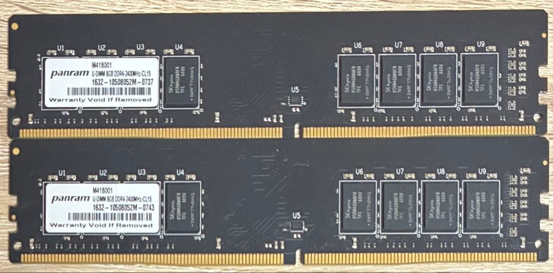 【中古】DDR4-2400 16GB(8GB×2枚) Panram