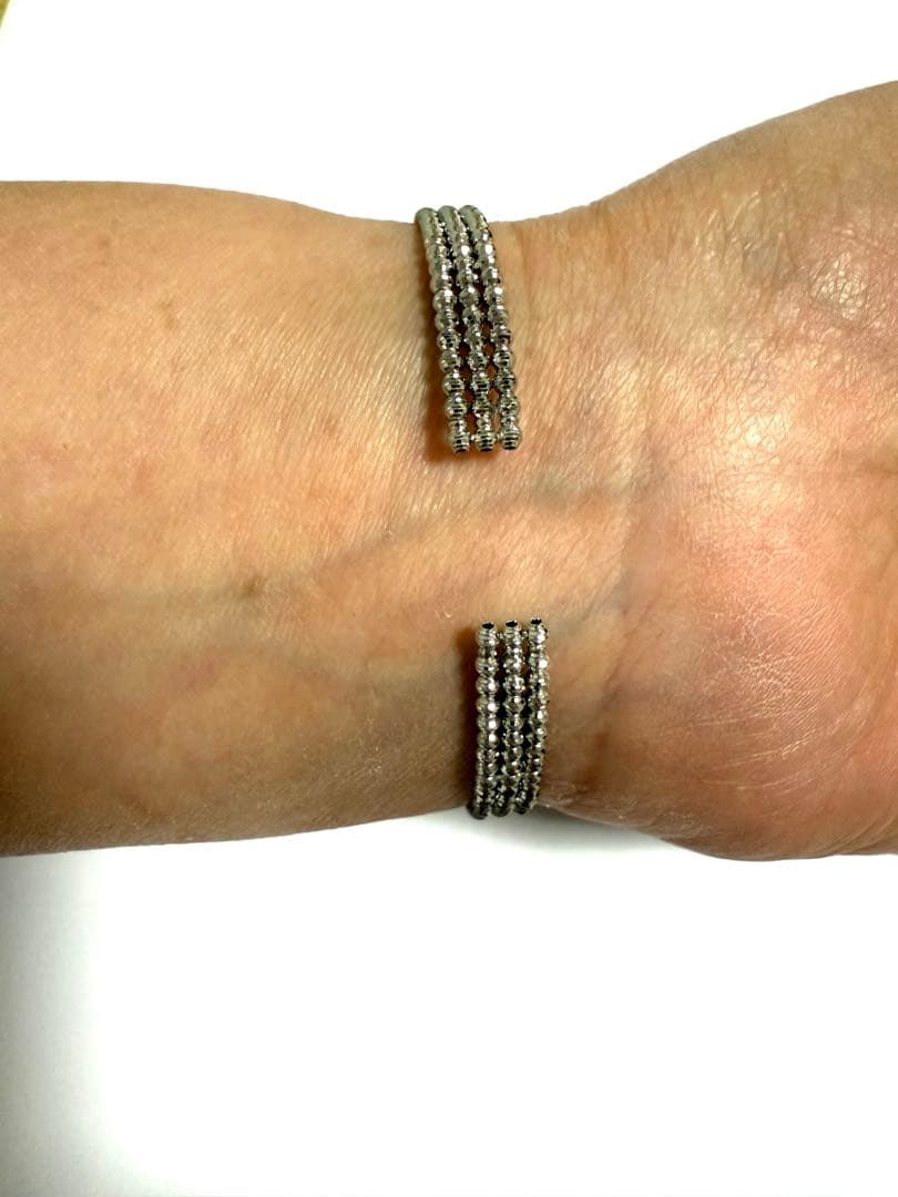 Pt 形状記憶 ダイヤカット バングル