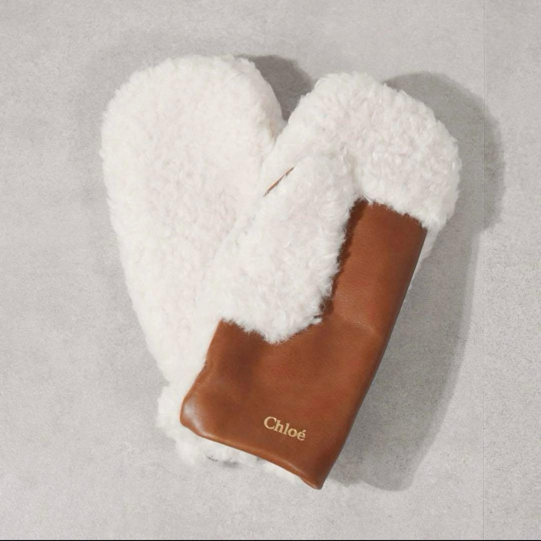 クロエ　ミトン　手袋　グローブ　ブラウン　キャメル　ボア　ムートン　キッズ　アグ