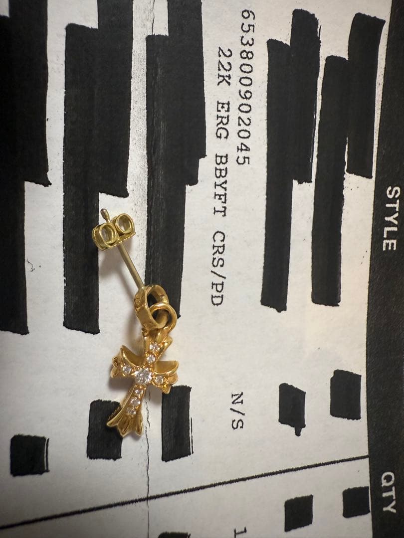 クロムハーツ　22k ベビーファット　パヴェダイヤピアス　インボイス付き