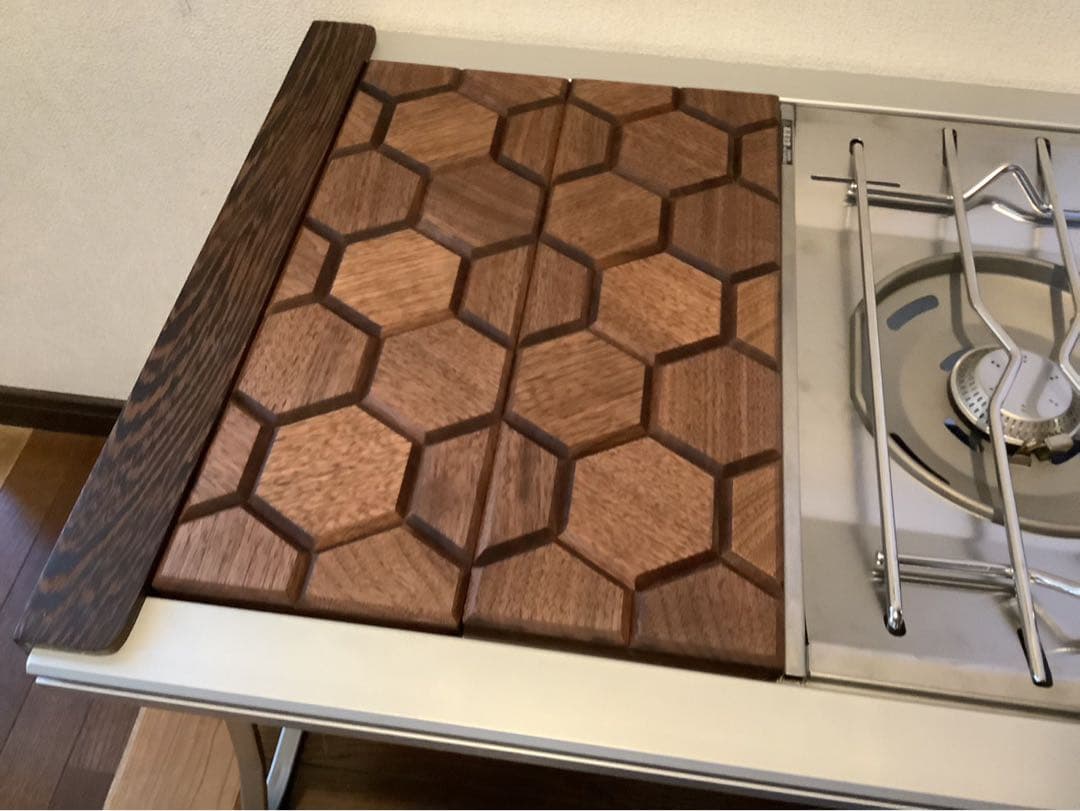 IGTテーブル天板　ハーフユニット2枚　ヘキサゴン128ウォールナット