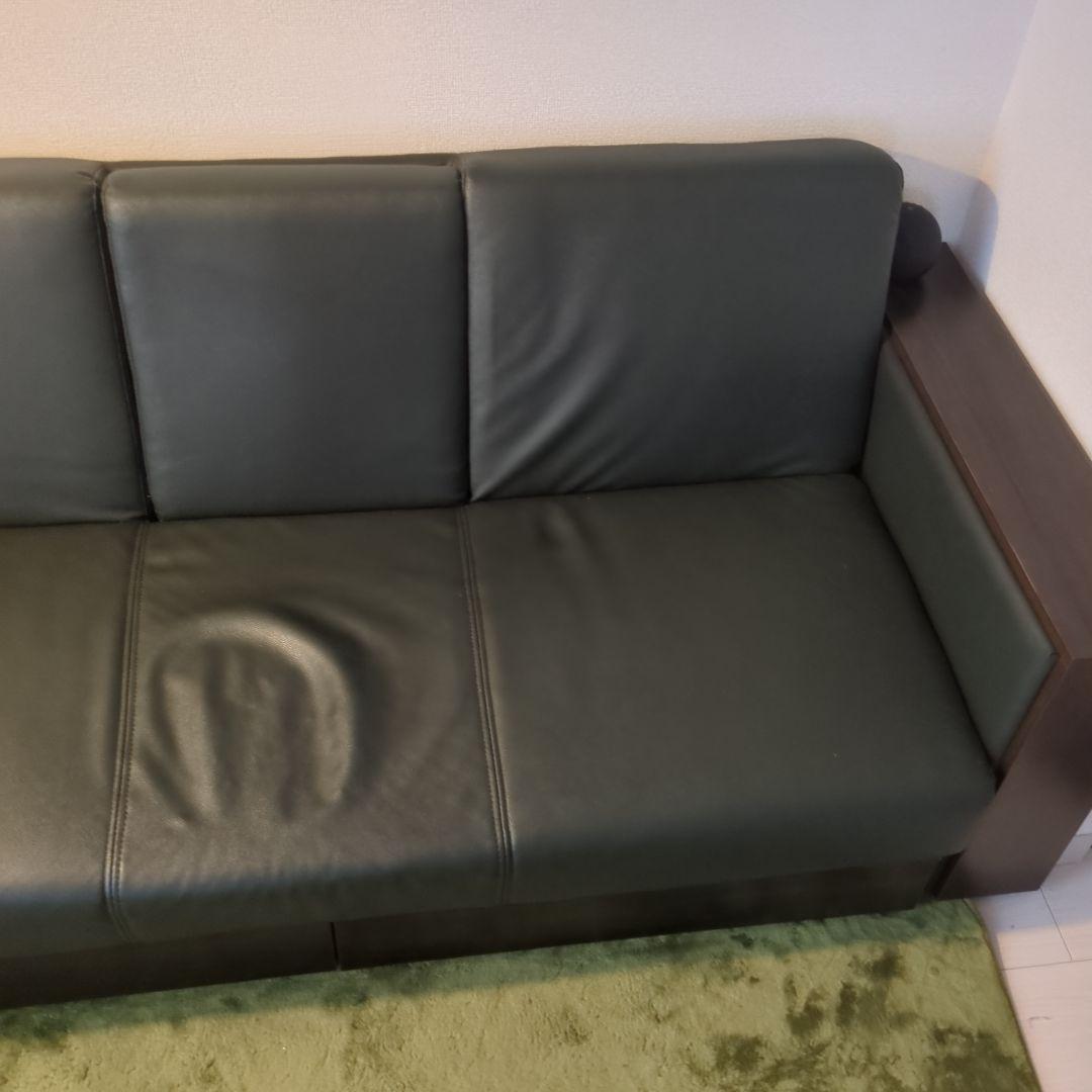 DORIS 3人掛けソファ ソファーベッド 肘付き レザー スツール付き