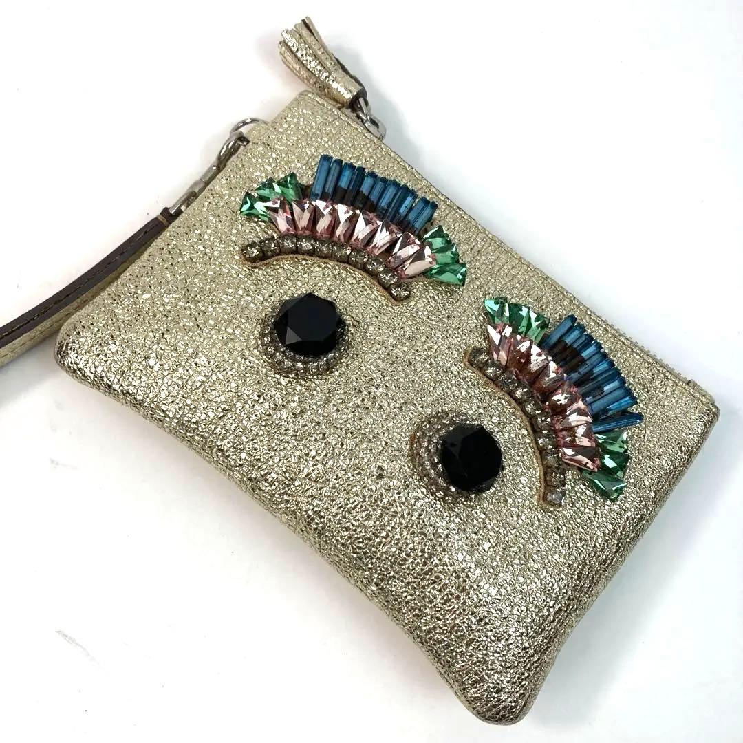 【美品・希少】アニヤハインドマーチ クラッチバッグ アイズ ラメ リストレット