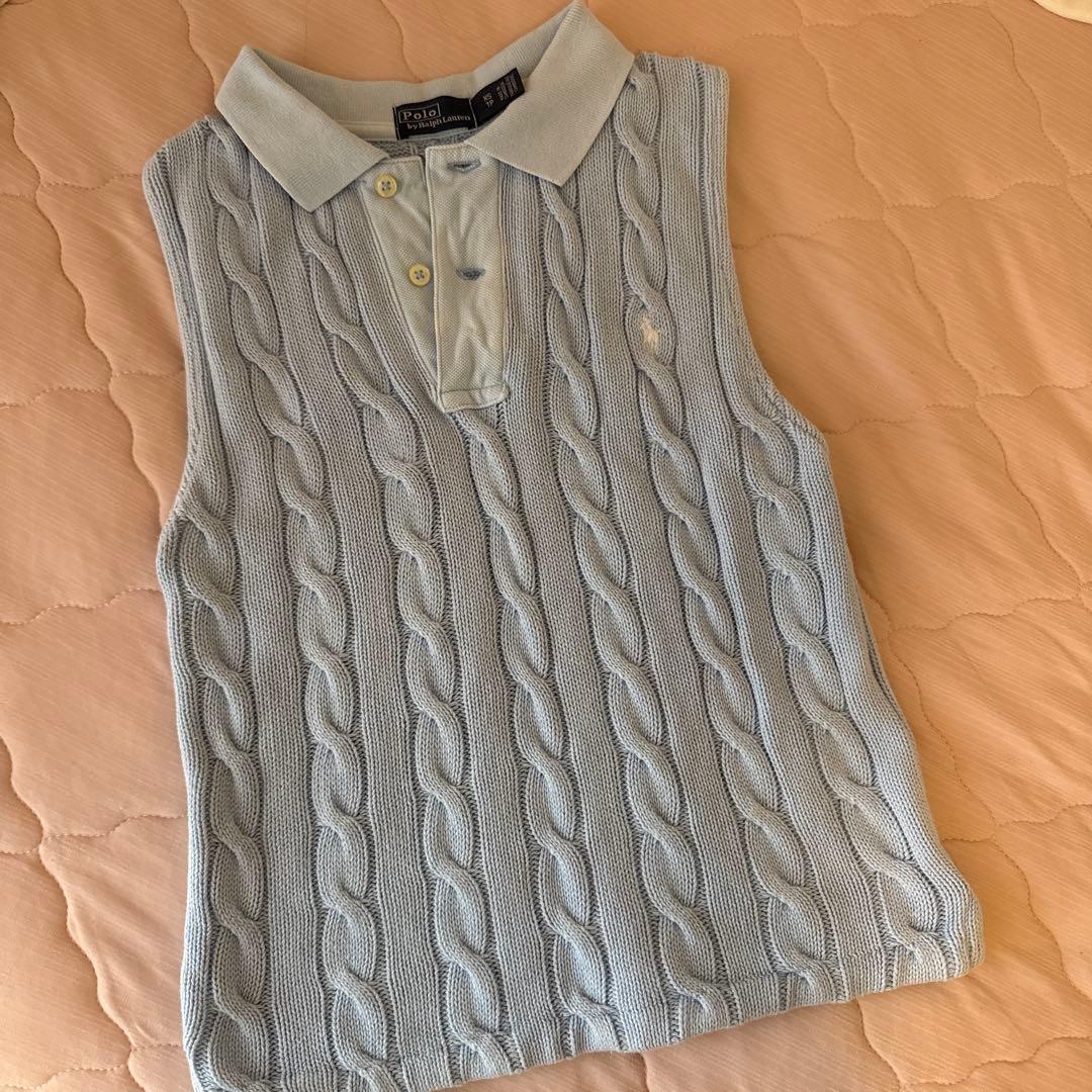 ポロラルフローレン ノースリーブニット ライトブルー