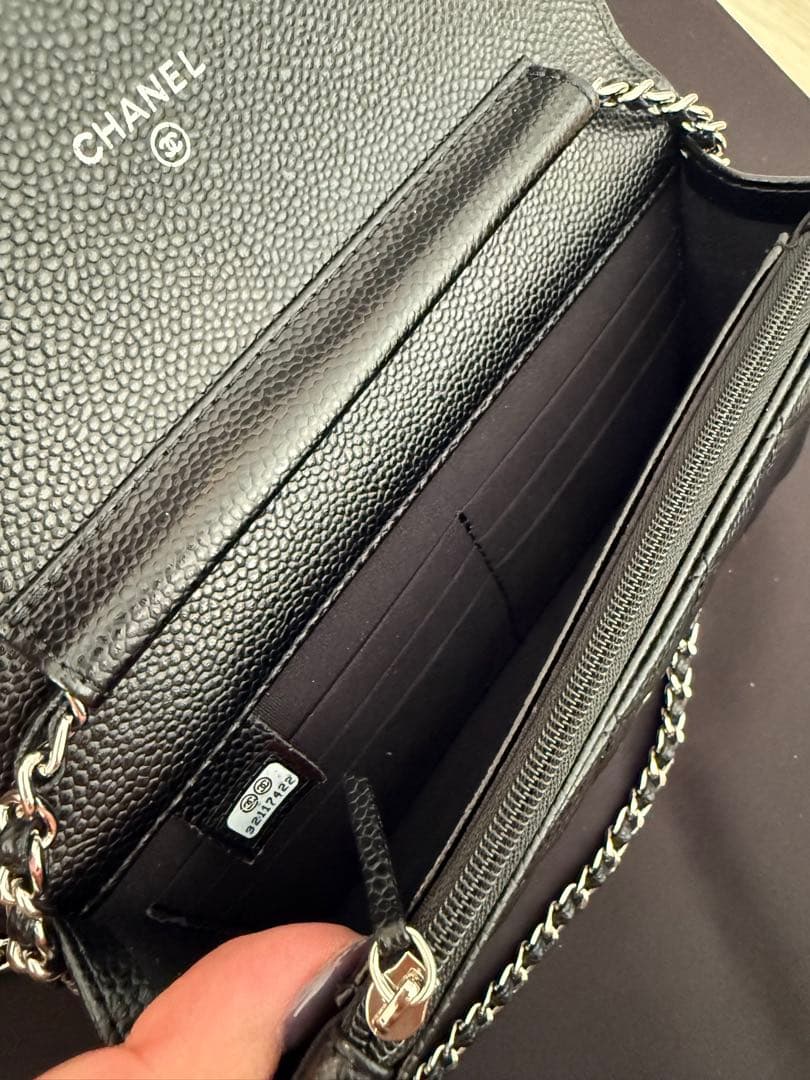 CHANEL ノベルティブラック レザー ウォレットショルダーバッグ