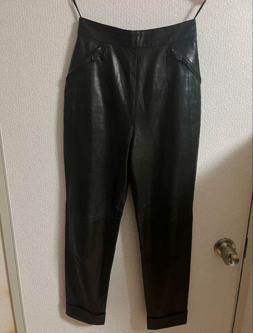 最高級 エルメス 本革 レザーパンツ 38