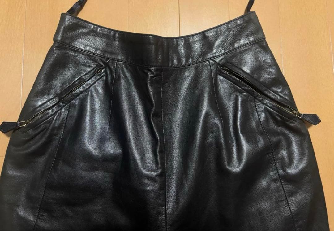 最高級 エルメス 本革 レザーパンツ 38