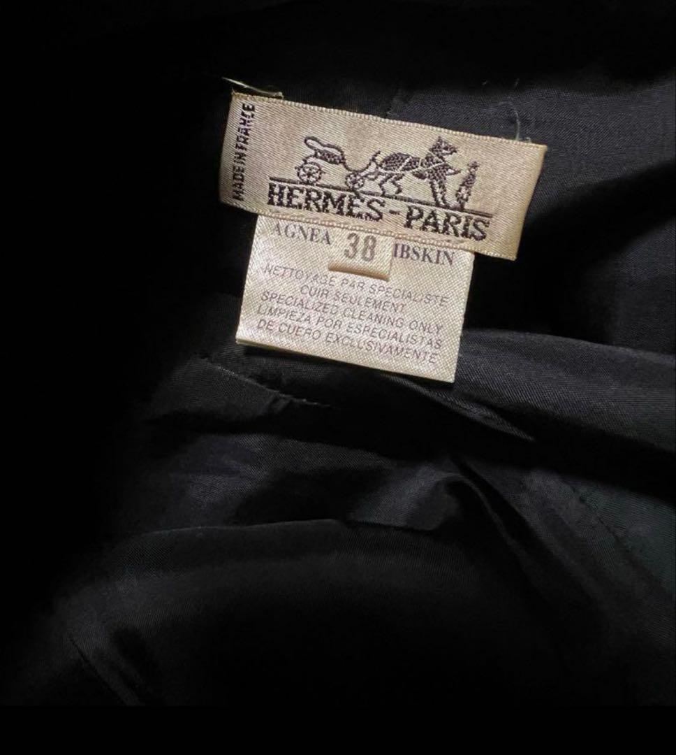 最高級 エルメス 本革 レザーパンツ 38