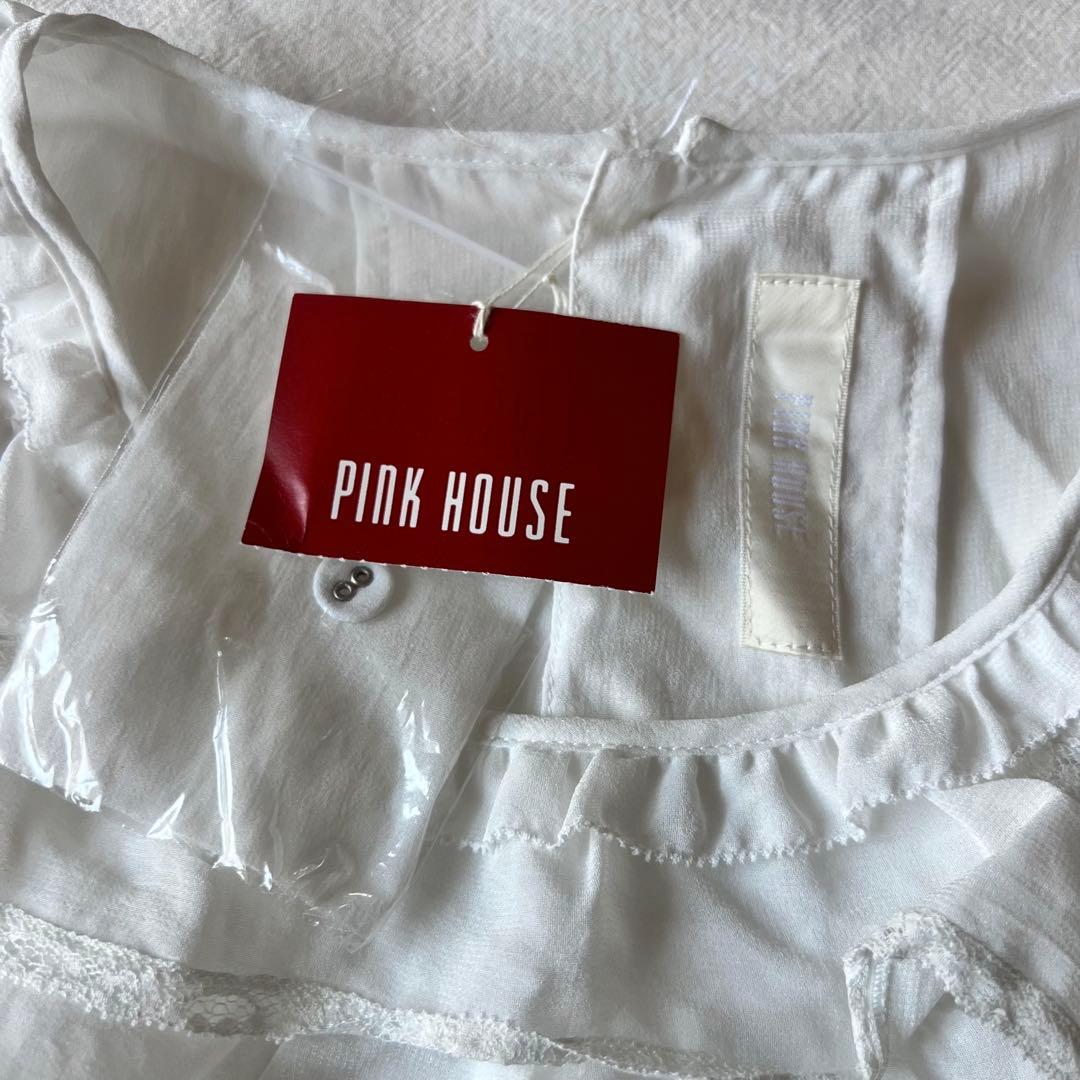 【高級】PINK HOUSE ノースリーブ チュニック フランス製レース フリル
