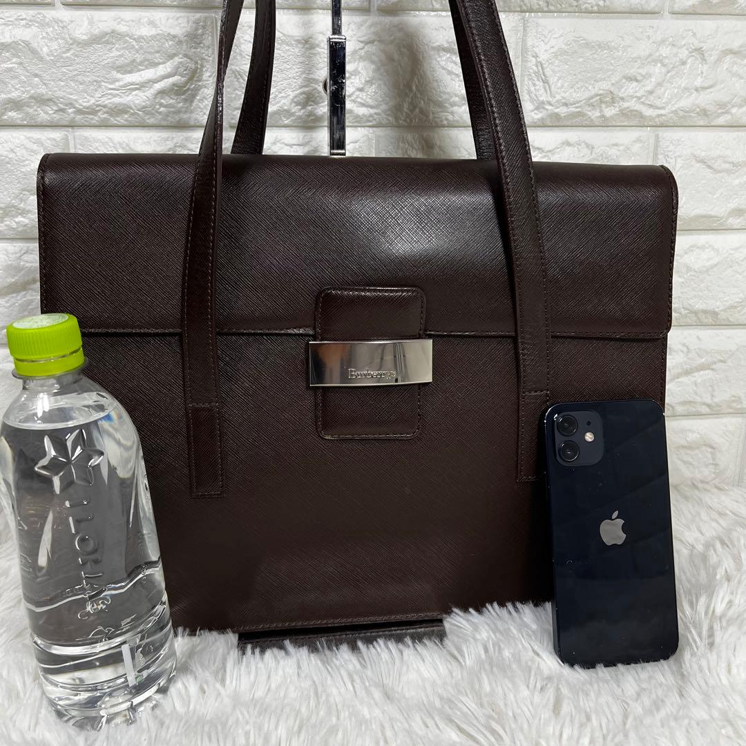 良品 バーバリー ✨ビジネスバック✨ダークブラウン A4対応