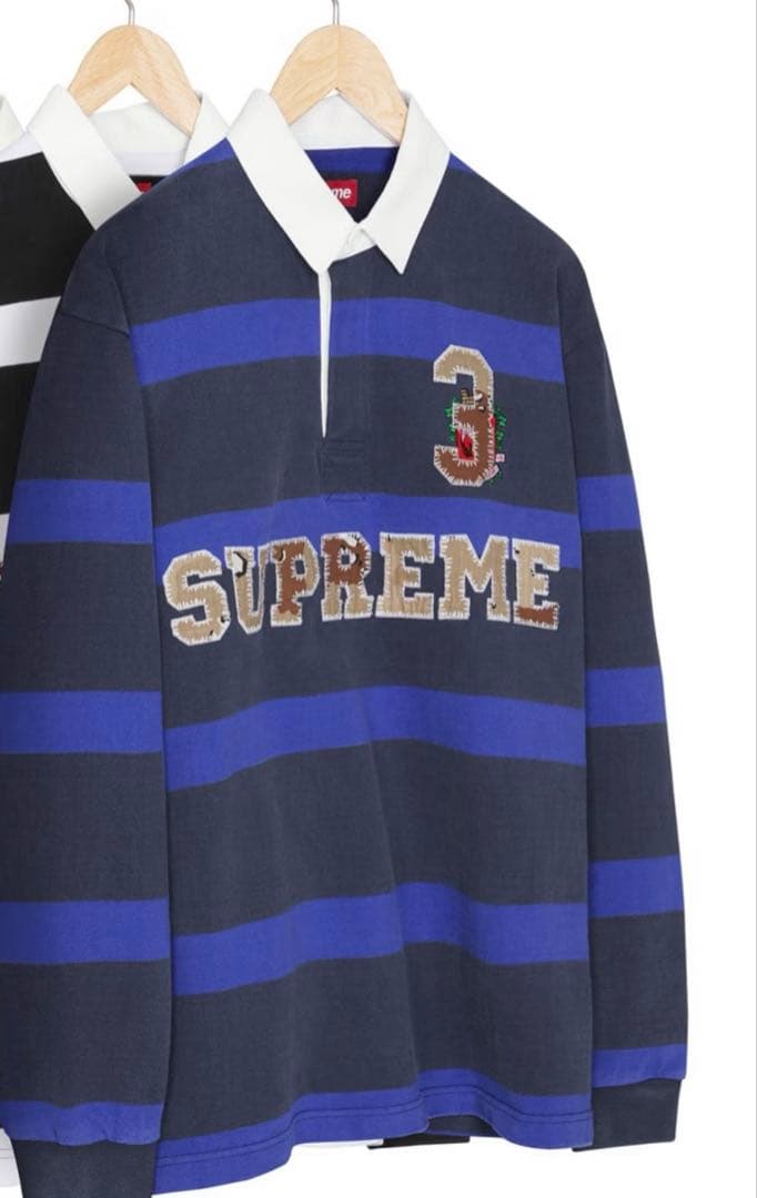 ウェア SUPREME stripe rugby navy XL
