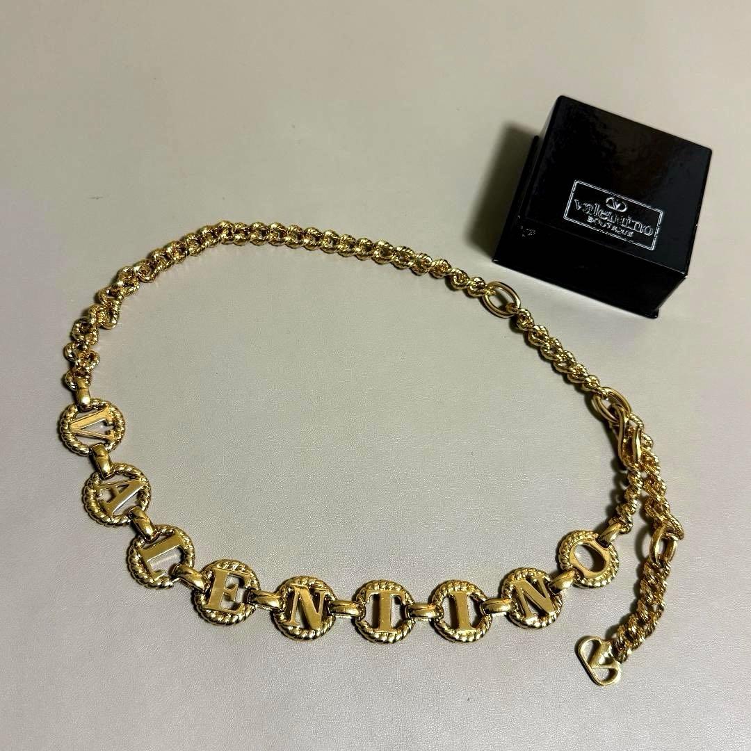 希少✨VALENTINO ヴァレンティノ メタル チェーンベルト ロゴ ゴールド