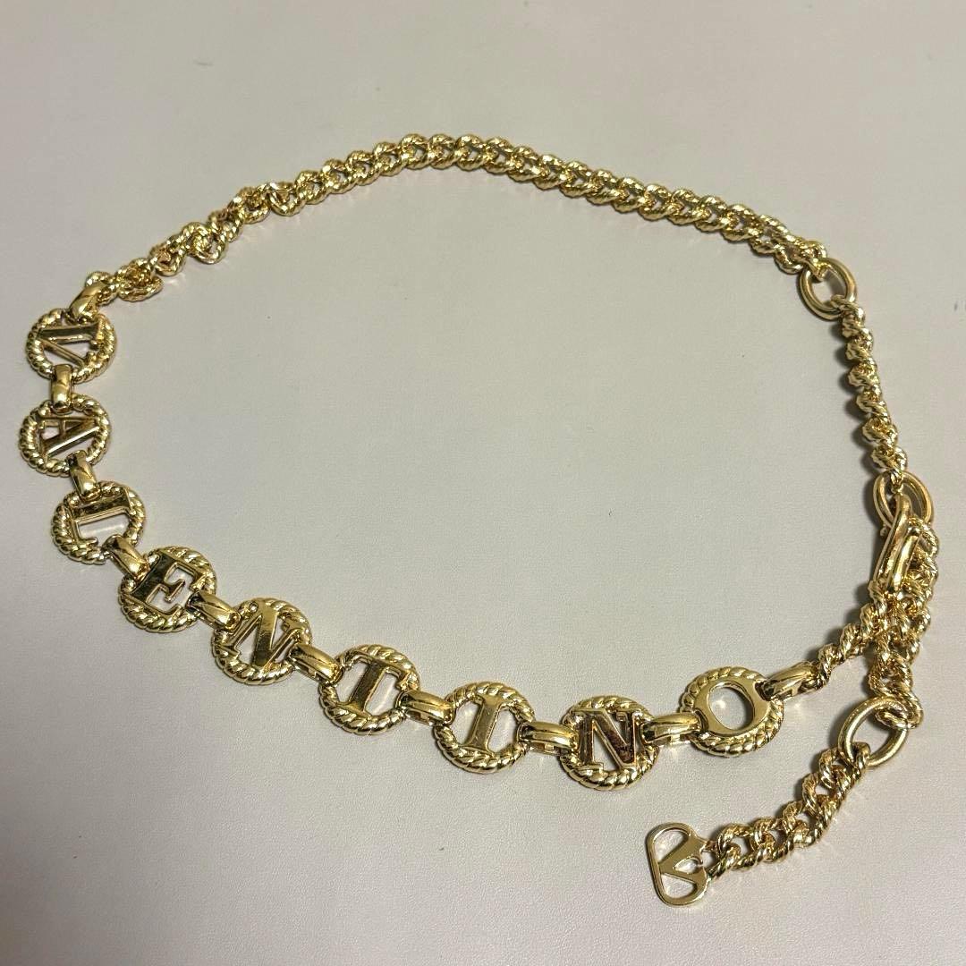 希少✨VALENTINO ヴァレンティノ メタル チェーンベルト ロゴ ゴールド