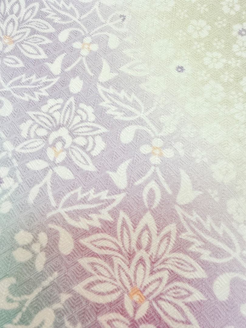 未使用品 高級 小紋 洗える着物 パステルカラー ポリエステル