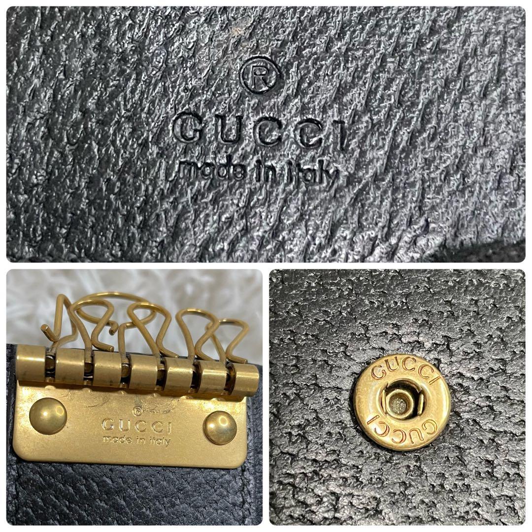 極美品　GUCCI 6連キーケース　アニマリエ　蜂　星　本革　黒