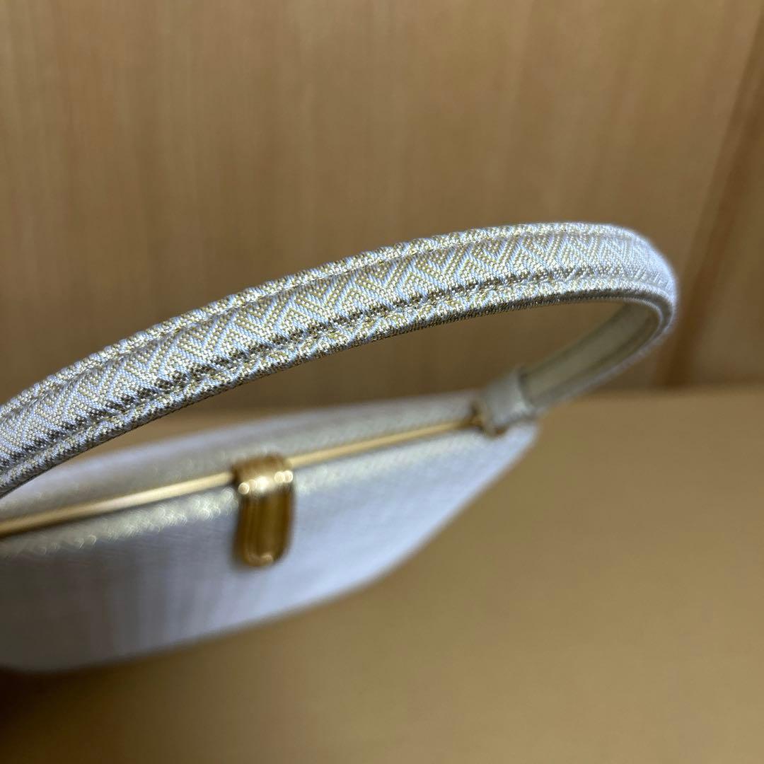 神田胡蝶　和装バッグ　フォーマル　佐賀錦　紗綾型地紋　正絹　金糸　礼装