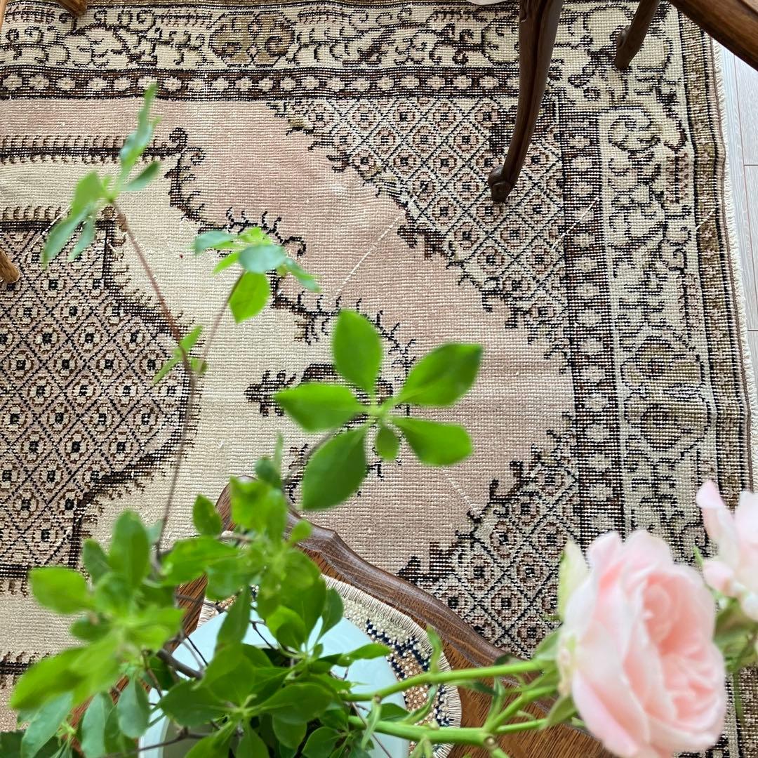 貴重／クラシカル116×211キャラメルココア　リッチ　トルコヴィンテージラグ