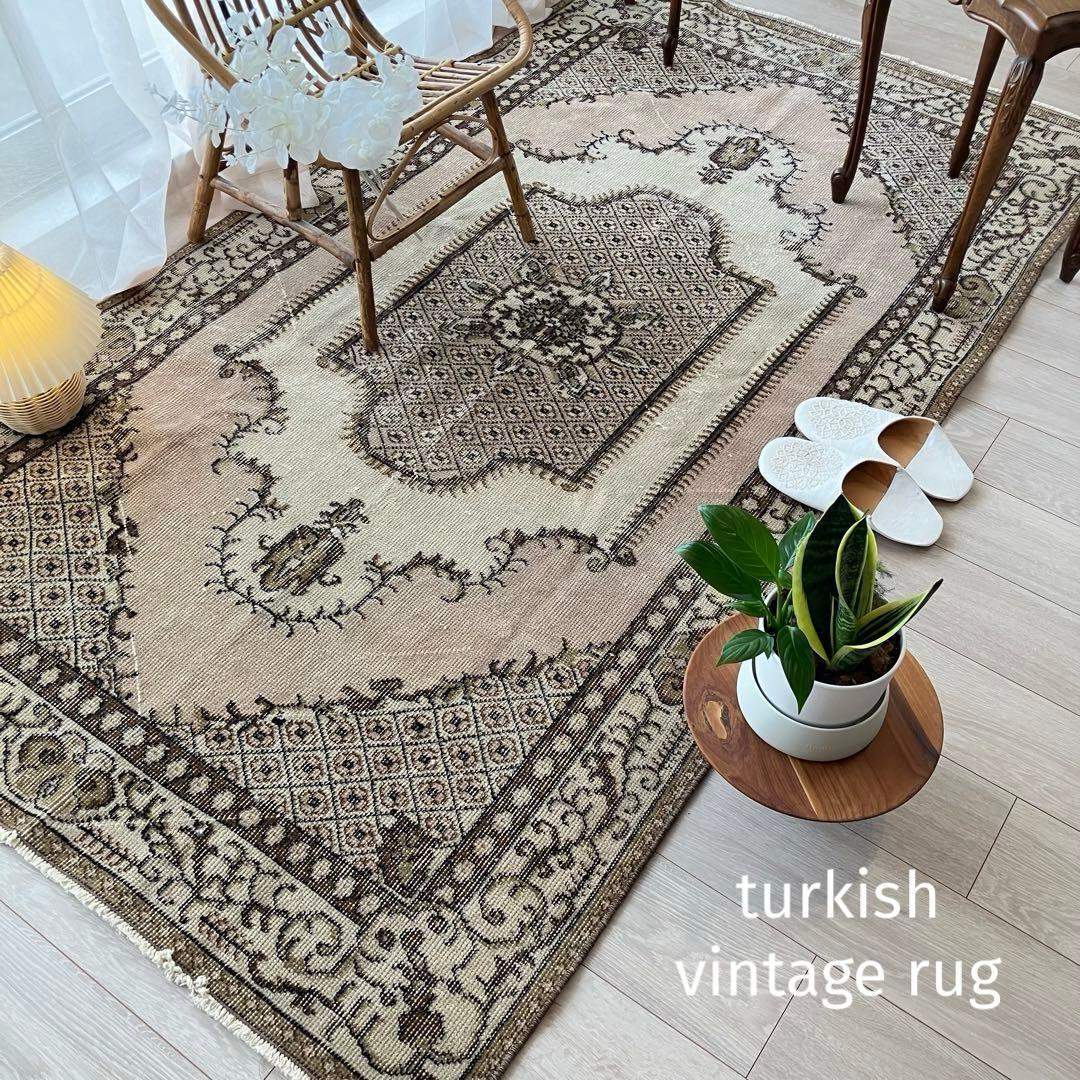 貴重／クラシカル116×211キャラメルココア　リッチ　トルコヴィンテージラグ