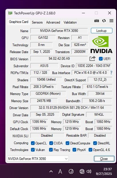 ASUS ROG STRIX RTX3090 24GB 動作確認済