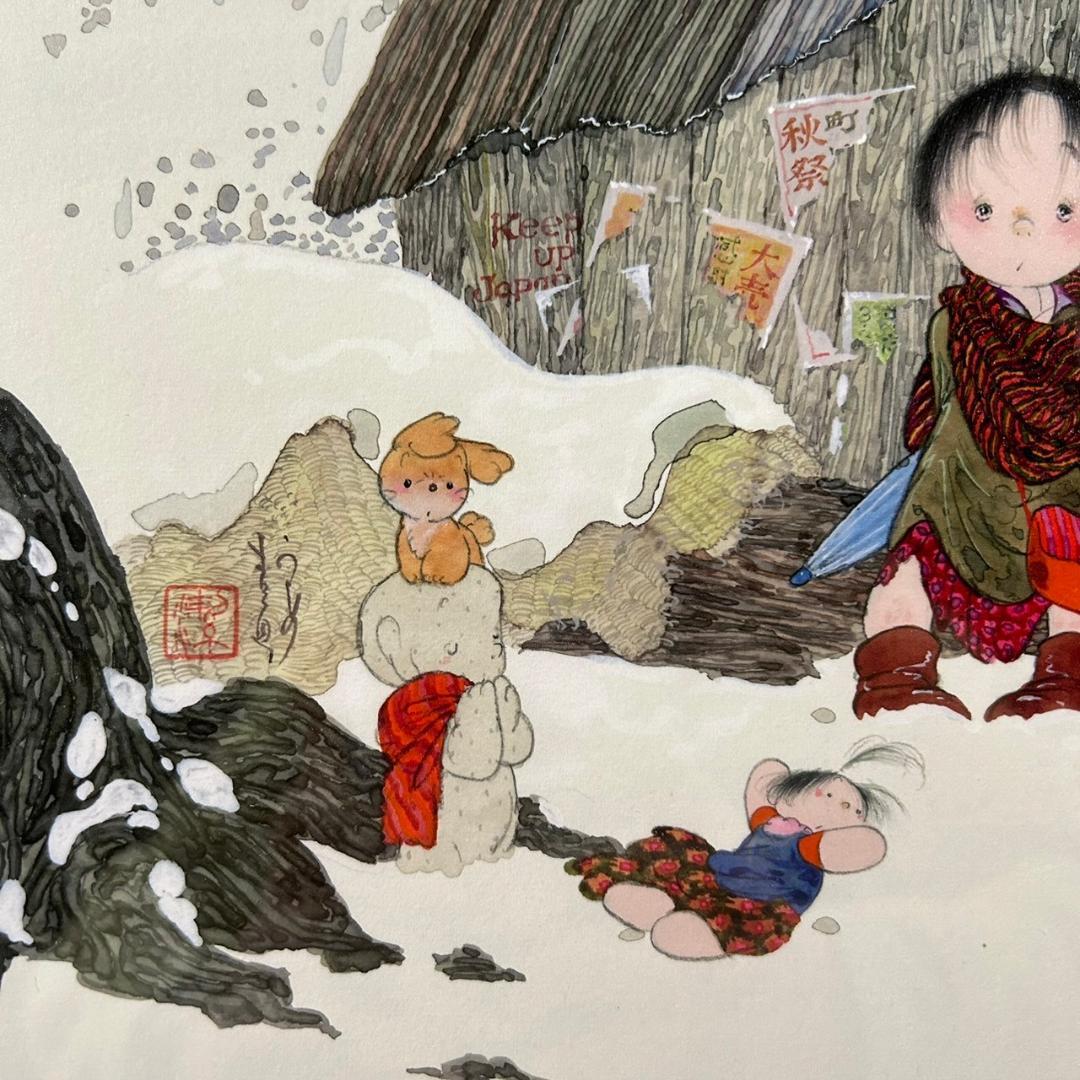 美品 中島潔「静寂」レフグラフ 直筆サイン入 作品保証書有 額縁入り