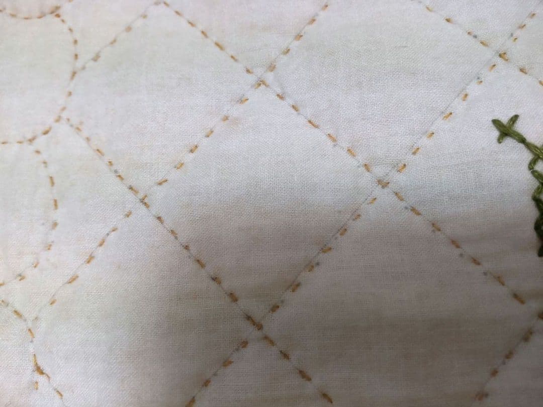 フランスアンティーク どんぐり ヴィンテージ クロスステッチ キルティング