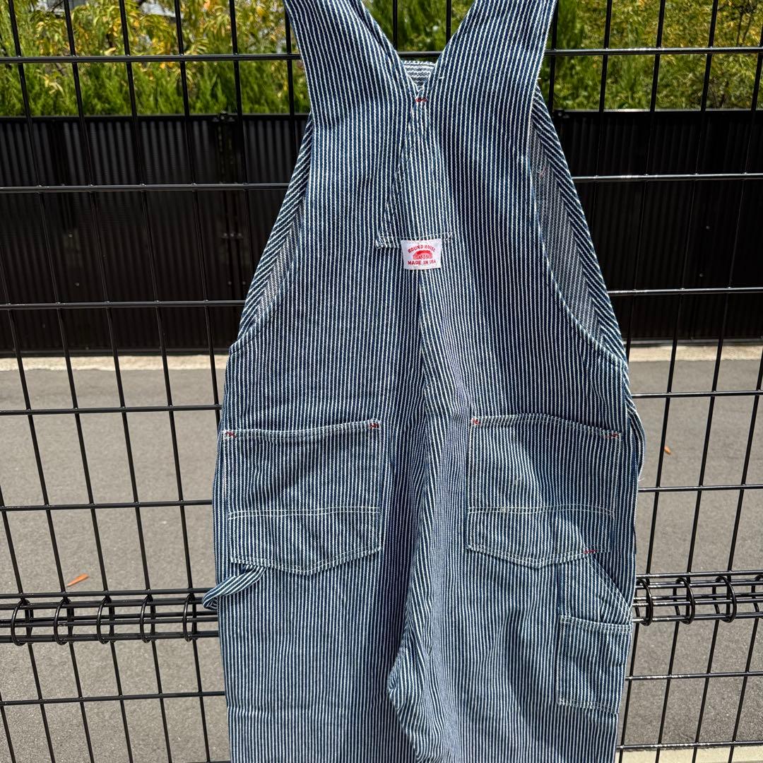 USA製 ROUND HOUSE オーバーオール ヒッコリーストライプ