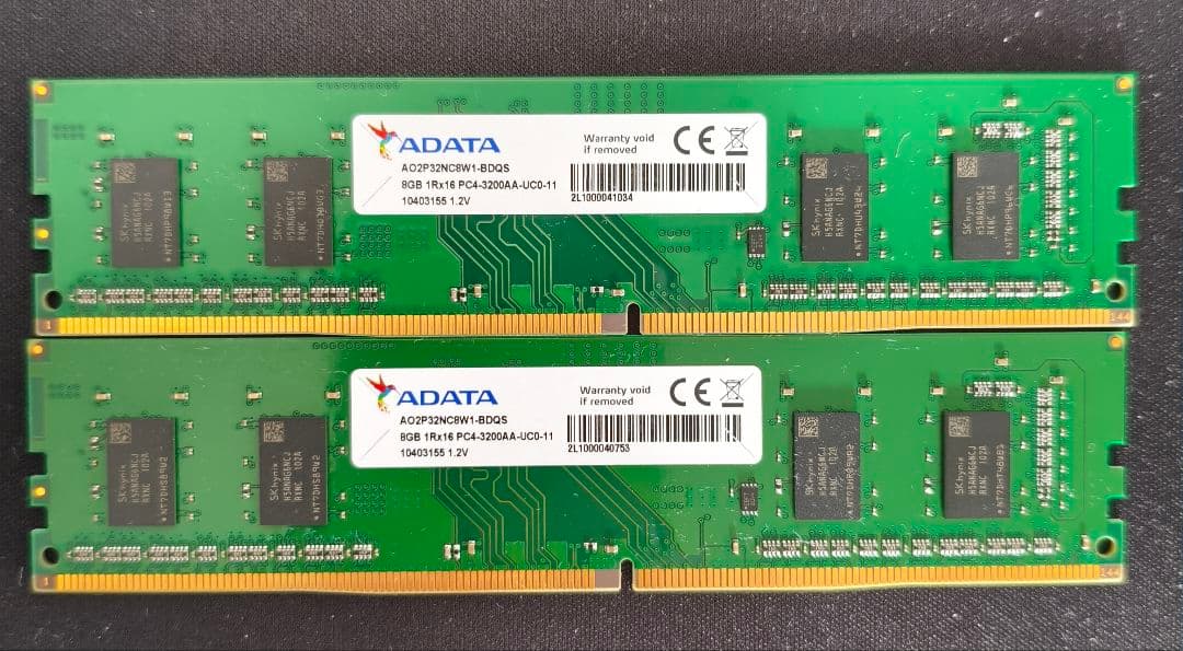 メモリ　ADATA DDR4 3200MHz 8GB×2
