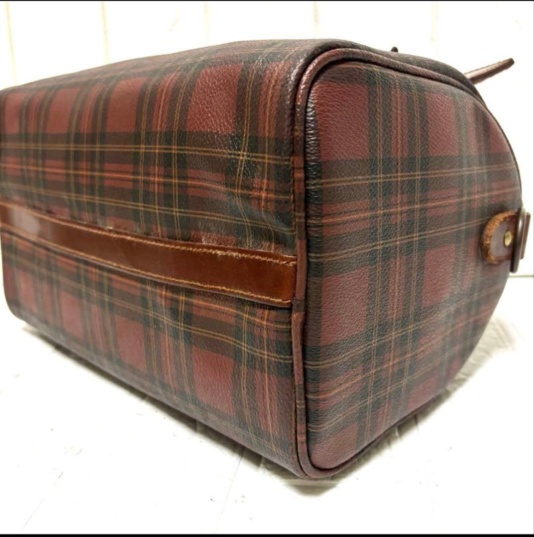 希少　ラルフローレン　ハンドバッグ　ミニボストンバッグ　タータンチェック　赤茶