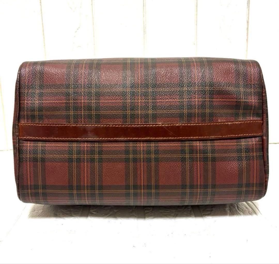 希少　ラルフローレン　ハンドバッグ　ミニボストンバッグ　タータンチェック　赤茶