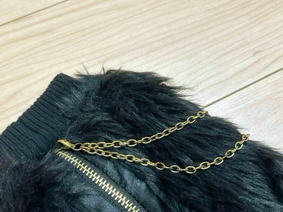 GOLDS♡チェーン付き♡ファー♡レッグカバー♡ZIP♡総レース♡黒×ピンク