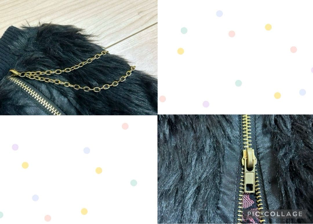 GOLDS♡チェーン付き♡ファー♡レッグカバー♡ZIP♡総レース♡黒×ピンク