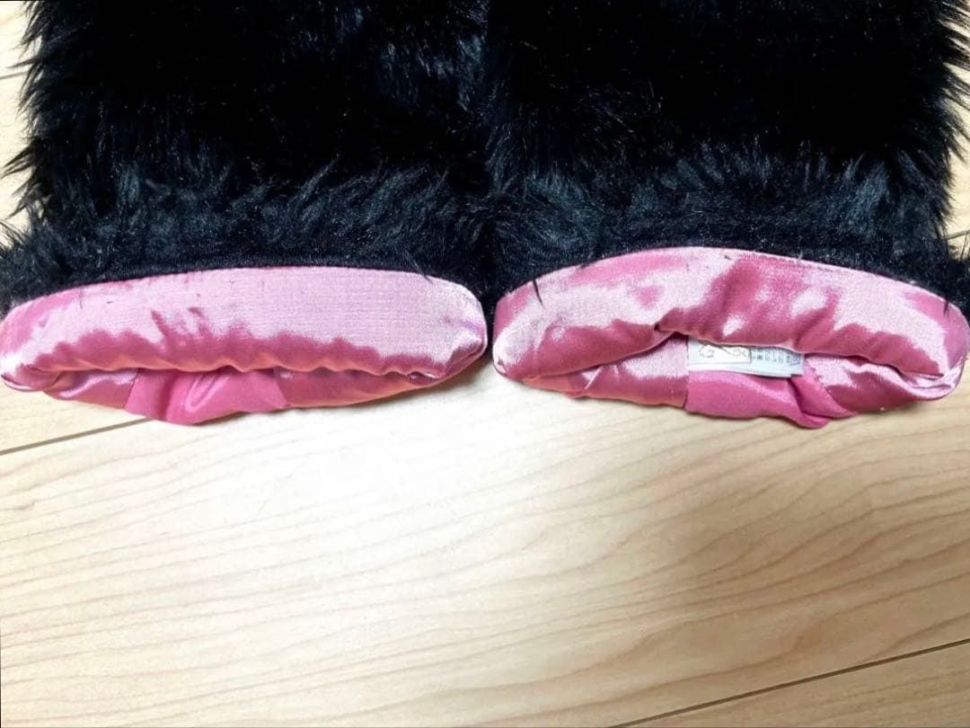 GOLDS♡チェーン付き♡ファー♡レッグカバー♡ZIP♡総レース♡黒×ピンク