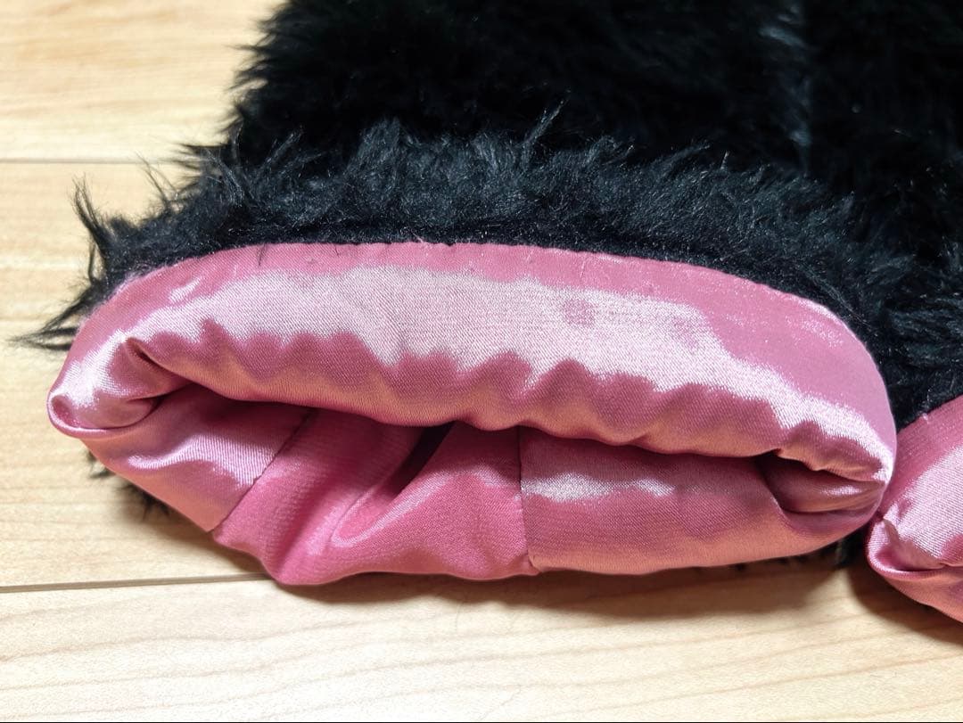 GOLDS♡チェーン付き♡ファー♡レッグカバー♡ZIP♡総レース♡黒×ピンク