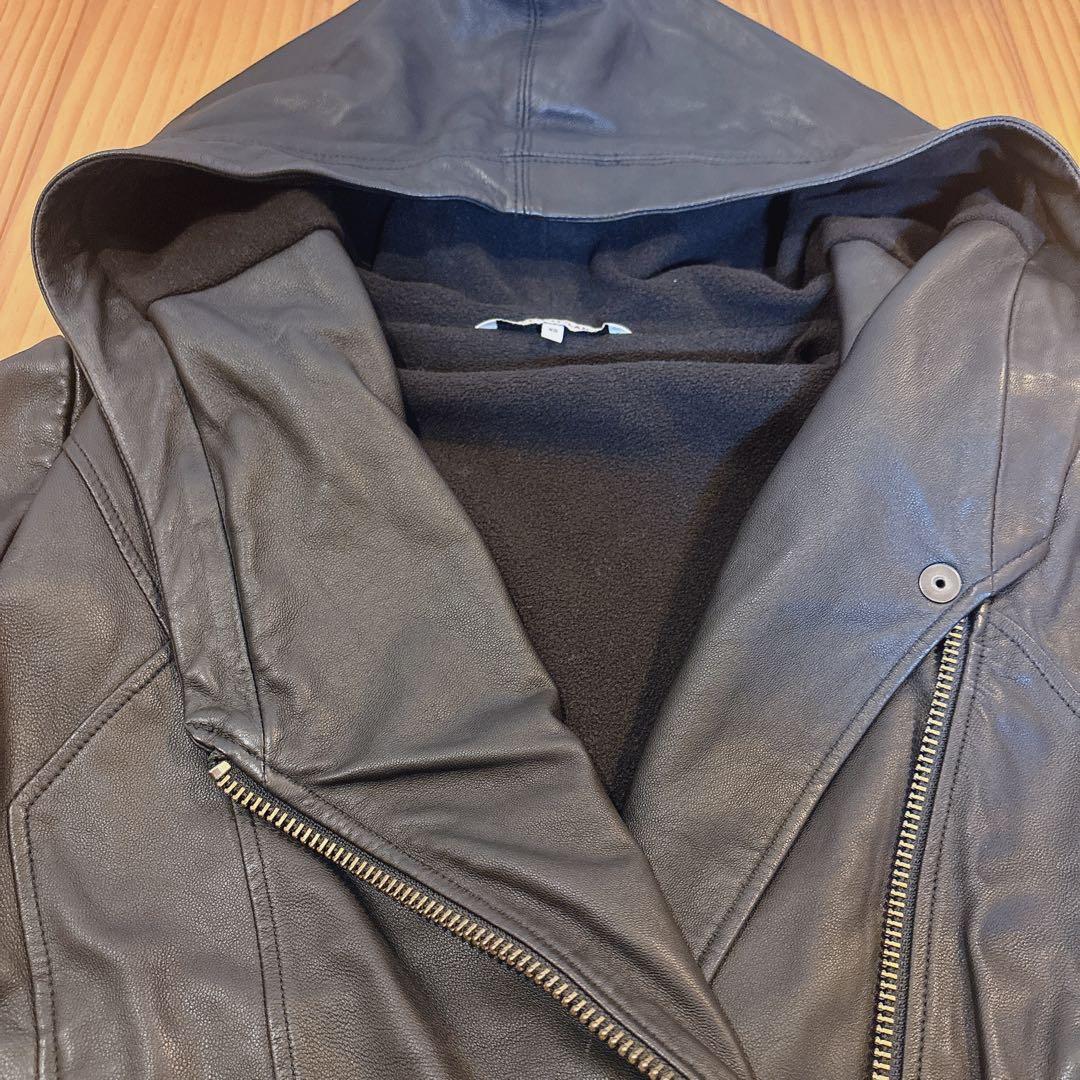 HELMUT LANG ⭐︎ フード付きレザージャケット ブラック