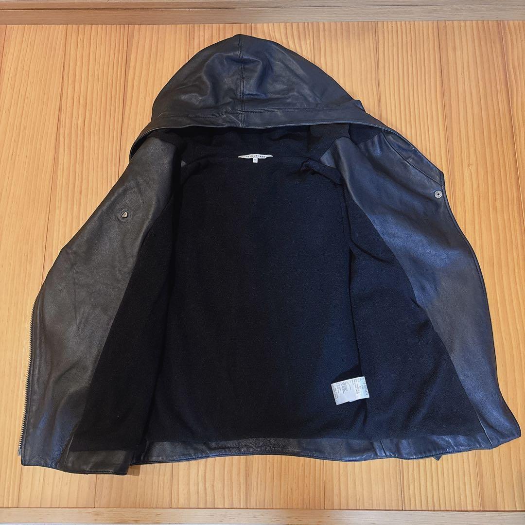 HELMUT LANG ⭐︎ フード付きレザージャケット ブラック