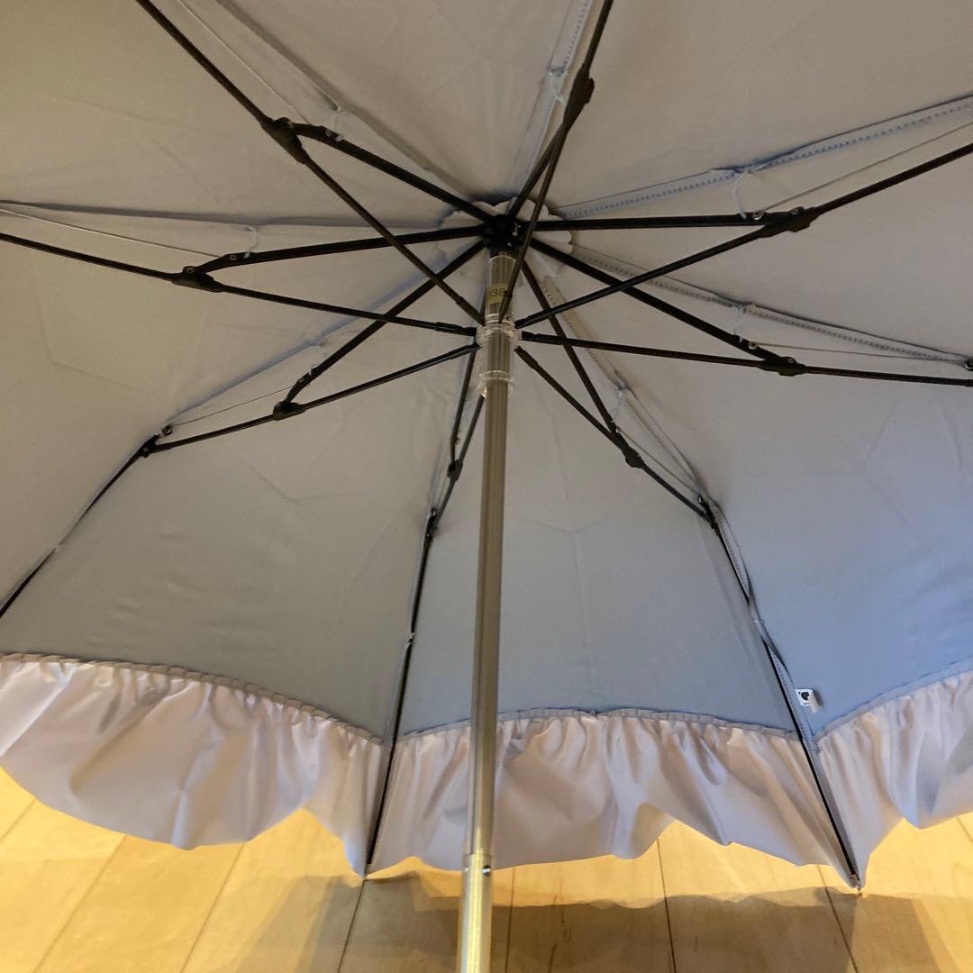 グレイシー　晴雨兼用フリルたっぷり　日傘　シルバーグレー