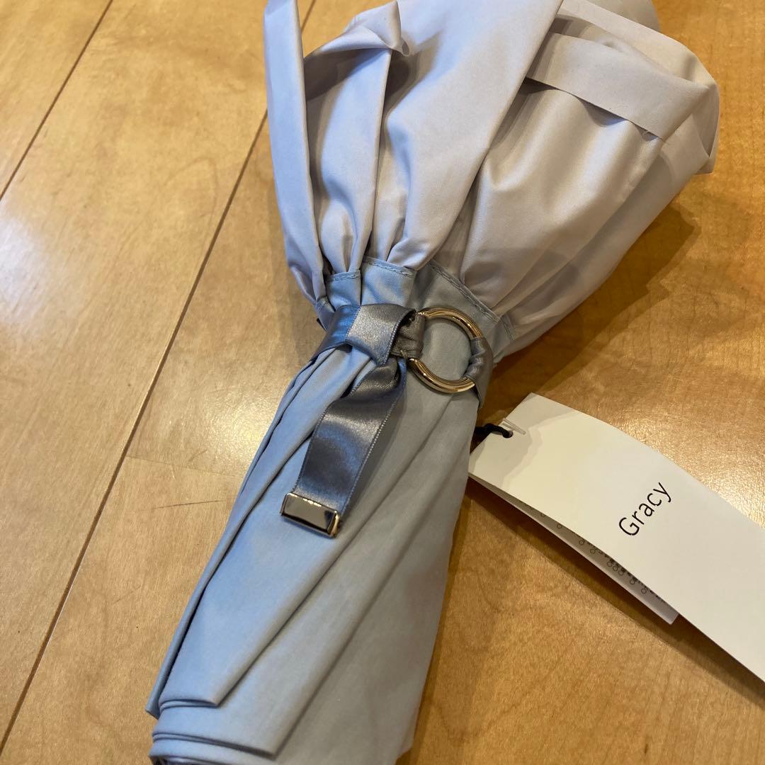 グレイシー　晴雨兼用フリルたっぷり　日傘　シルバーグレー