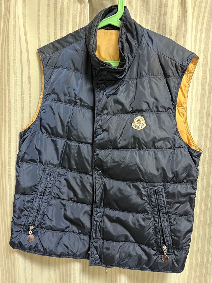 美品 MONCLER ダウンベスト ワッペン付正規品 ネイビーサイズ1(S相当)