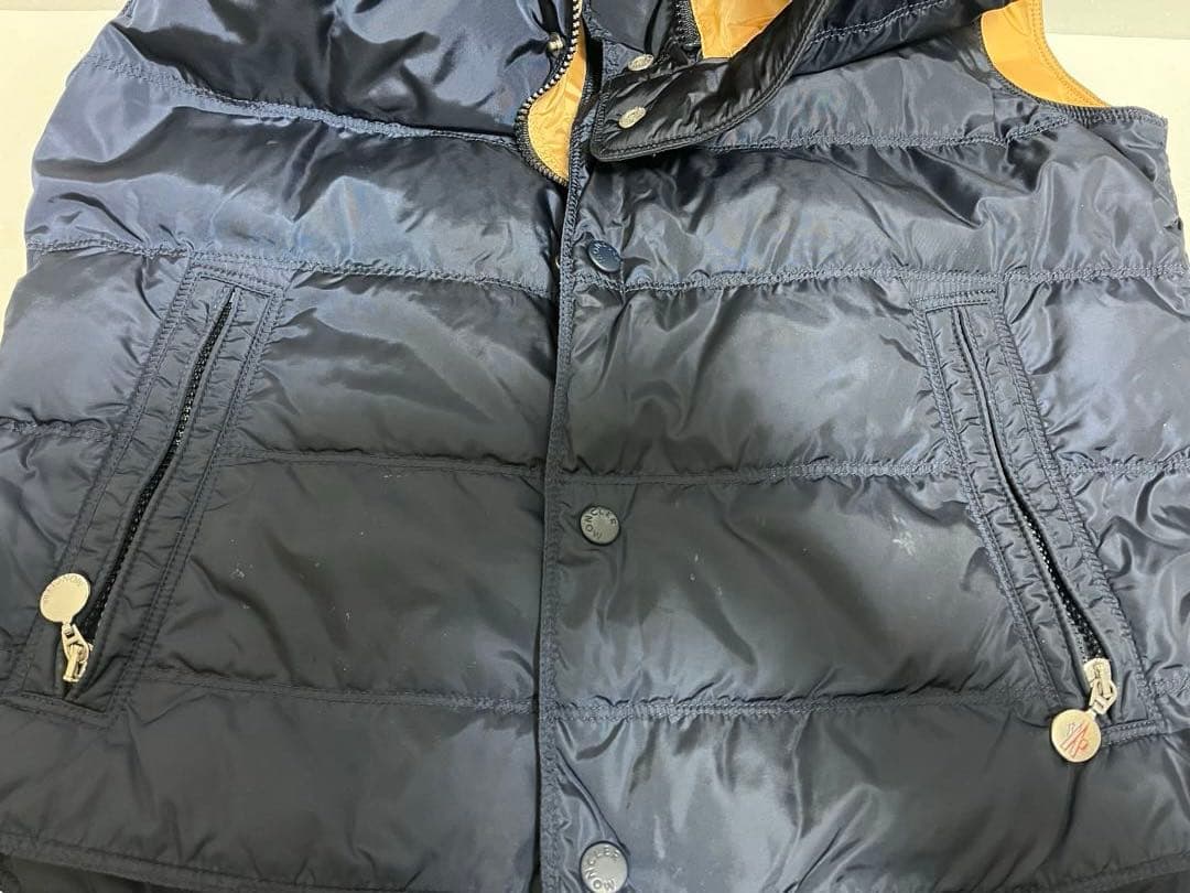 美品 MONCLER ダウンベスト ワッペン付正規品 ネイビーサイズ1(S相当)
