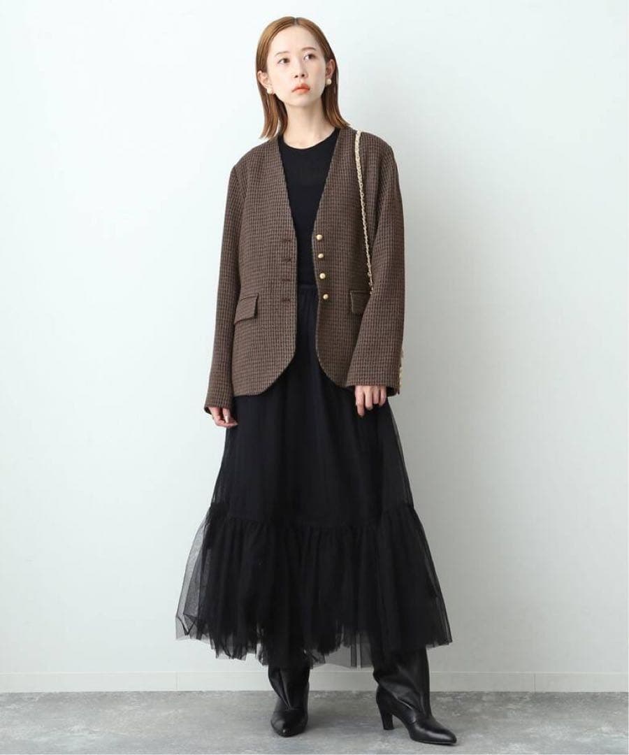 試着のみ SLOBE IENA ループツイード V/N JKブラウン38