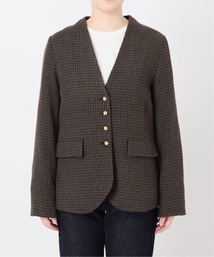 試着のみ SLOBE IENA ループツイード V/N JKブラウン38