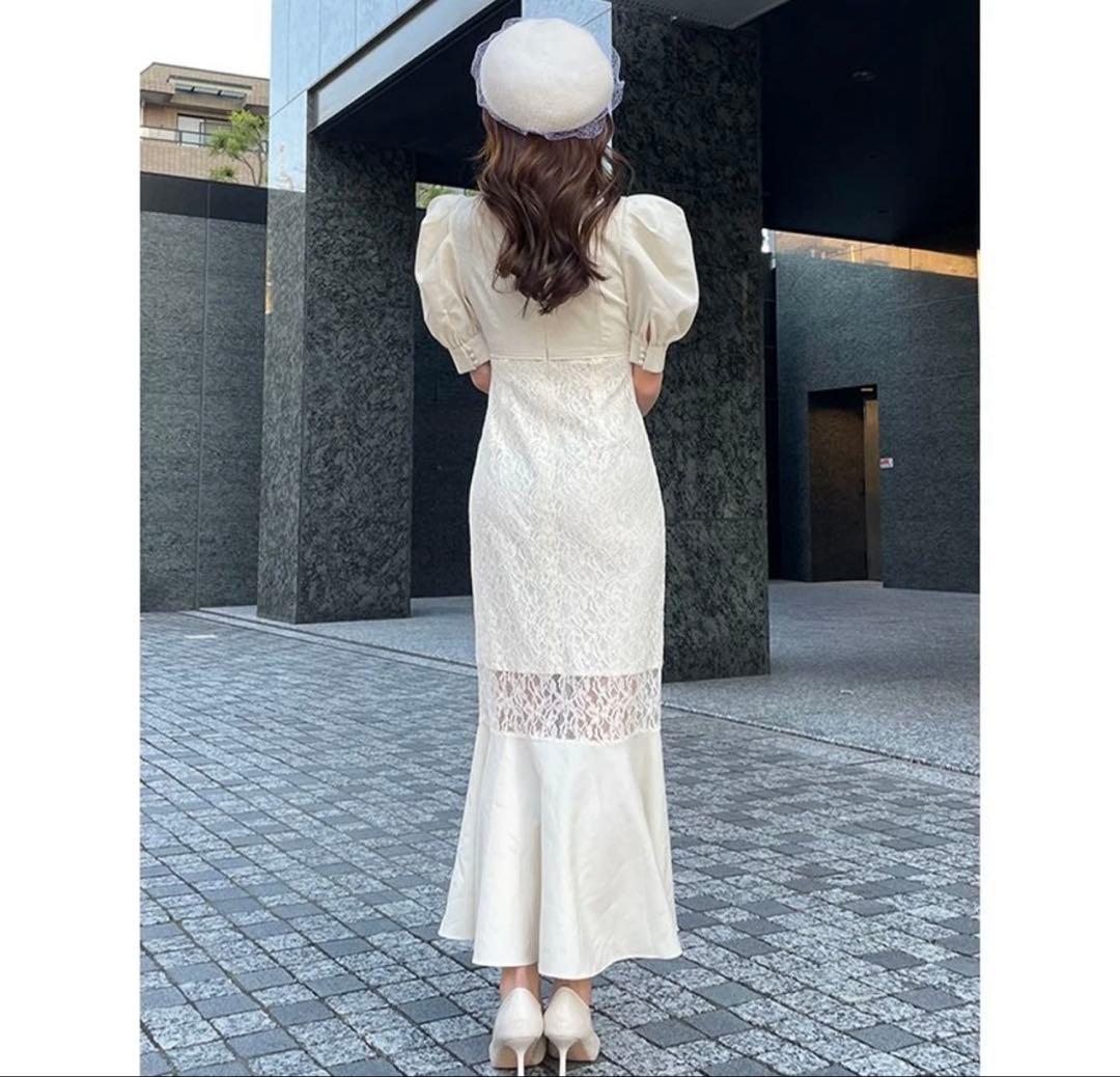 eimyistoireレースレイヤードハートネックマーメイドワンピース